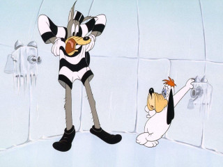 Cartoon character dog costume funny - a cat in the background free wallpaper for desktop