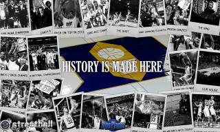 Basketball players collage history made - blueprint free wallpaper