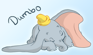 Cartoon elephant hat dumbo laying - a cartoon style free wallpaper for desktop