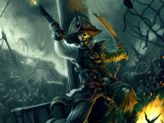 Pirate sword skull flame arm - a flame free wallpaper