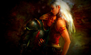 Couple hugging painting style artwork - a painting style free wallpaper