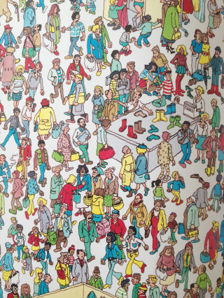 Large group people walking room - large free wallpaper