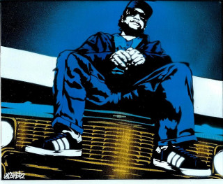 Man sitting car hat sunglasses - top of a car free wallpaper