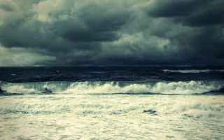 Stormy sky ocean waves crashing - expressionism free wallpaper