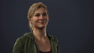 Blonde haired woman green jacket - ultra realistic face free wallpaper
