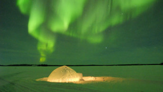 Green yellow aurora sky snow - bruce munro free wallpaper
