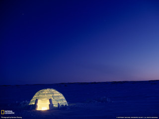 Small igloo snowy field night - bruce munro free wallpaper