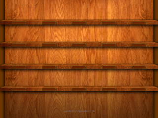 Wooden shelf three shelves light 3 - each side of it free wallpaper