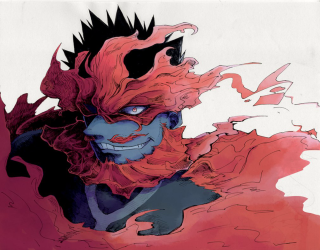 Red hair demon face red - yusuke murata free wallpaper for desktop