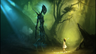 Girl forest creepy creature light 2 - fantasy concept art free wallpaper