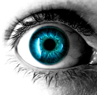 Blue eye iris black white - a close up free wallpaper for tablet