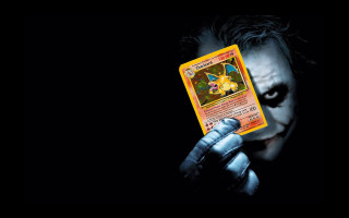 Man holding card creepy face - a card free wallpaper