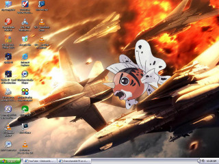 Desktop computer cartoon tiger plane - a desktop computer free wallpaper