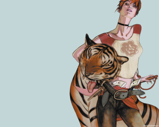 Woman tiger costume holding gun - dustin nguyen free wallpaper