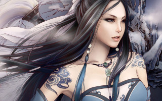 Woman tattoo snow tree fantasy - chen chun free wallpaper