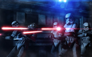 Star wars characters dark room - a group of star wars characters free wallpaper