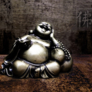 Buddha statue table brick wall - andrew law free wallpaper for tablet