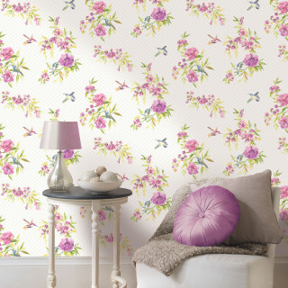 White couch pink flower wallpaper - a lamp free wallpaper for tablet