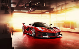Red sports car garage bright - a red floor free wallpaper