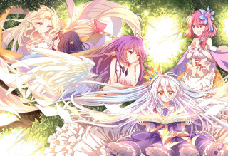 Anime girls wings forest flowers - elysium free wallpaper