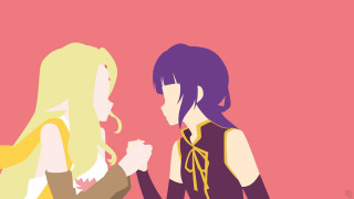 Anime characters standing next to 2 - flat color free wallpaper