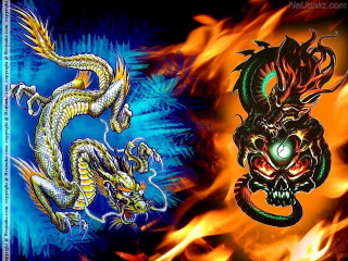 Dragon tattoos fire blue orange - fire free wallpaper