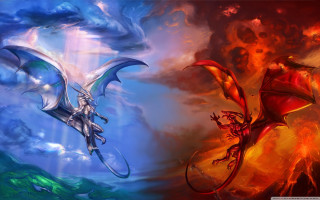 Dragon fire water sky fantasy - dragon art free wallpaper