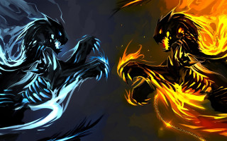 Demon colored images fire flames - their body free wallpaper