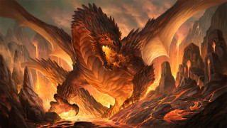 Dragon orange wings rocky lava - lava free wallpaper