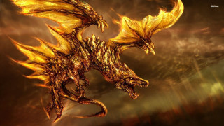 Golden dragon black background red - dragon art free wallpaper