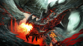 Dragon red flames mouth wings - red flame free wallpaper