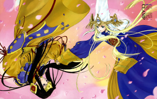Woman blue dress yellow hat - a manga drawing free wallpaper for desktop