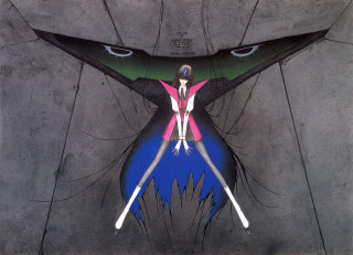 Woman pink blue outstretched bird - allen jones free wallpaper