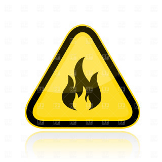Yellow triangle sign flame reflection - incoherent free wallpaper for tablet
