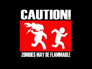 Red white sign zombie running - sign free wallpaper