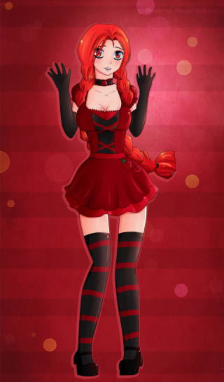 Red dress anime girl braid - an anime drawing free wallpaper for mobile