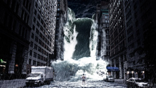 Man street waterfall city night - fantastic free wallpaper