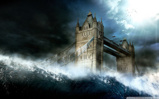 Bridge water boat dark sky - the water below free wallpaper