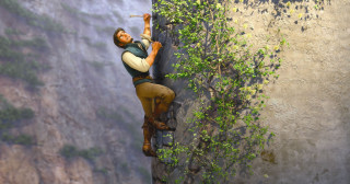 Man climbing mountain rope harness 2 - the side of the mountain free wallpaper
