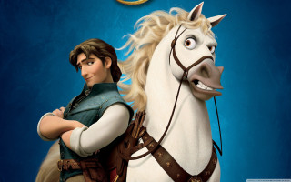 Cartoon character riding white horse - his forehead free wallpaper