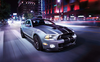 Silver car city night lights 2 - the hood free wallpaper for desktop