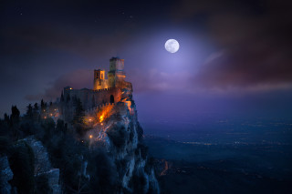 Castle hill full moon night - full moon free wallpaper