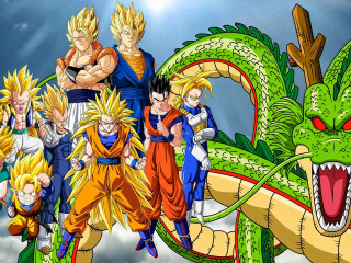 Dragon ball characters dragon statue 2 - a group of dragon ball characters free wallpaper