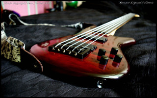 Red bass guitar black sheet - artgem free wallpaper