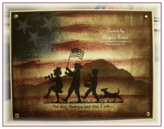 Boy girl flag dog mountain - detail free wallpaper