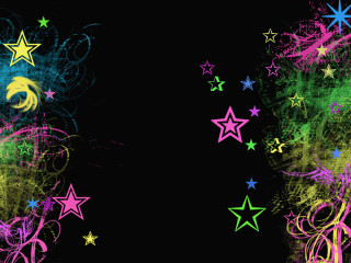 Black background stars swirls crescent - the left side of the image free wallpaper