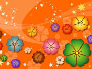 Colorful background flowers stars center - chiho aoshima free wallpaper for desktop