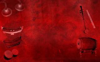 Creepy red assemblage chair clock - a creepy face free wallpaper