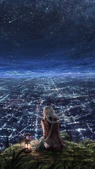 Girl hill stargazing city lights - a hill free wallpaper for mobile