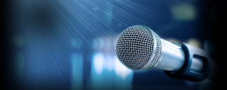 Microphone spotlight blue background image - a spotlight free wallpaper